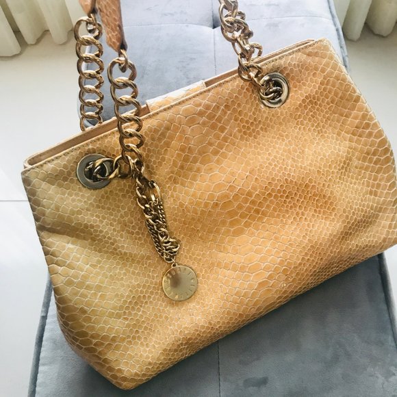 Stuart Weitzman embossed honey leather with gold - Picture 5 of 8